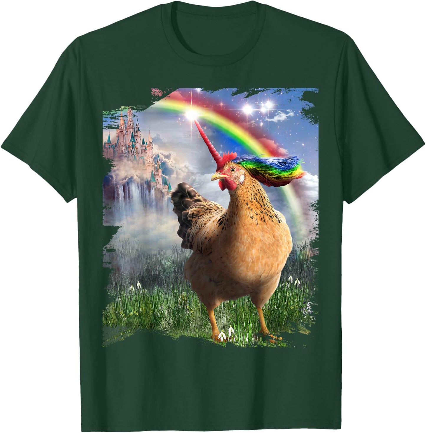 Awesome Unicorn Chicken Rainbow Chickicorn Funny T-Shirt - T-Shirt | Forest