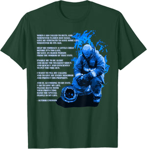 Fire Fighter Prayer Shirt Fire Department Fireman T-Shirt - T-Shirt | Forest