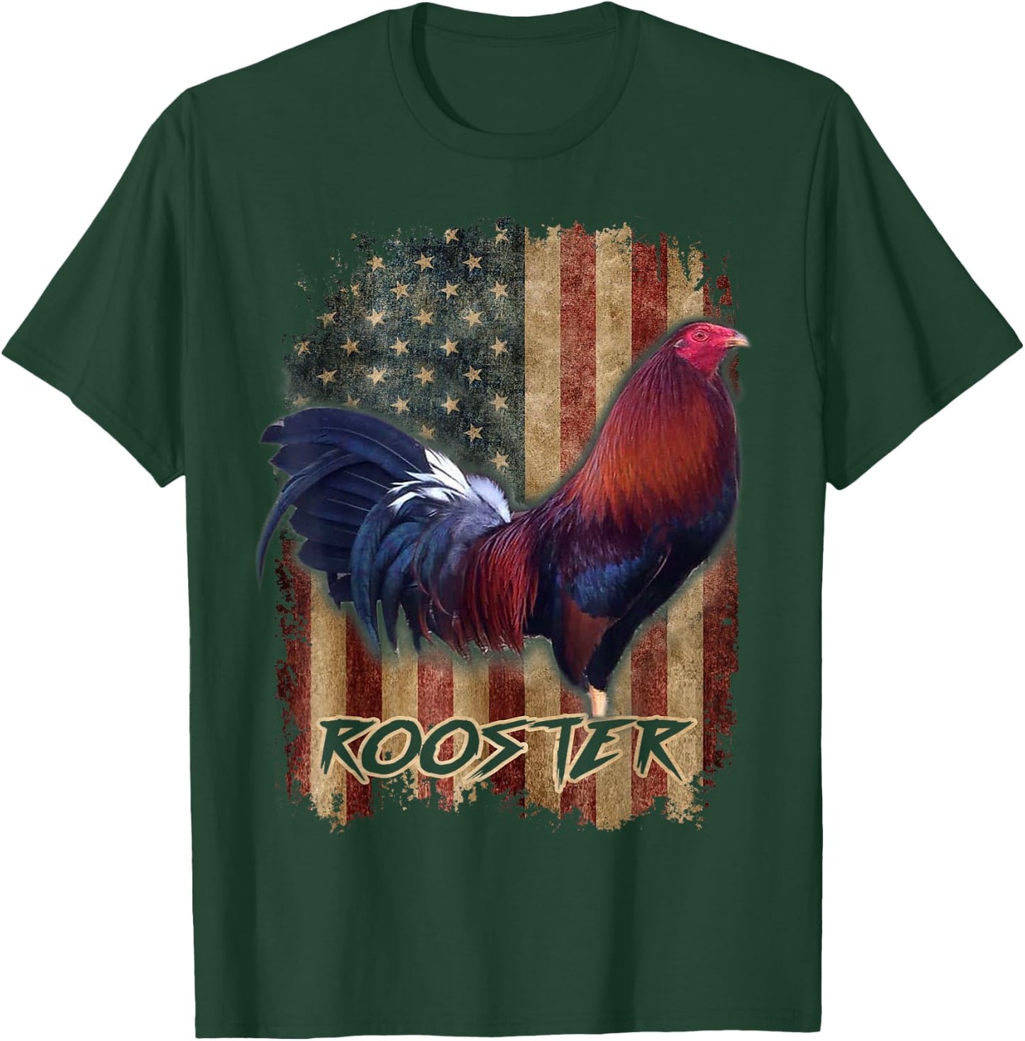 Rooster Shirt Cock Fight US Flag T-Shirt - T-Shirt | Forest