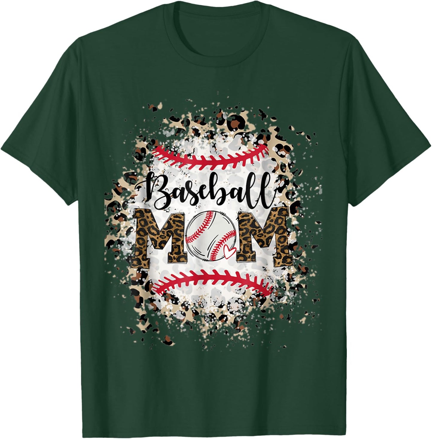 Bleached Softball Baseball Mom Leopard Mother's Day T-Shirt - T-Shirt | Forest