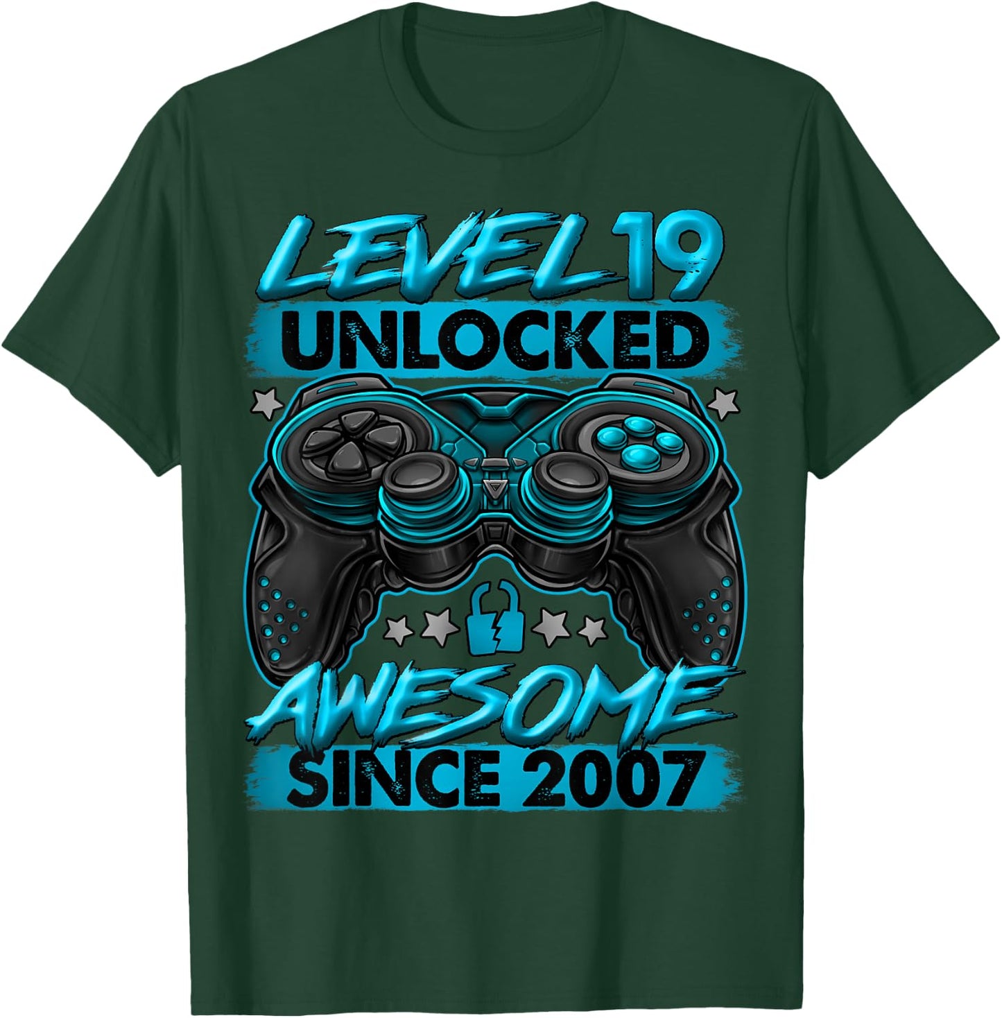 Level 19 Unlocked 19 Year Old Gifts Boys 19th Birthday Boy T-Shirt - T-Shirt | Forest
