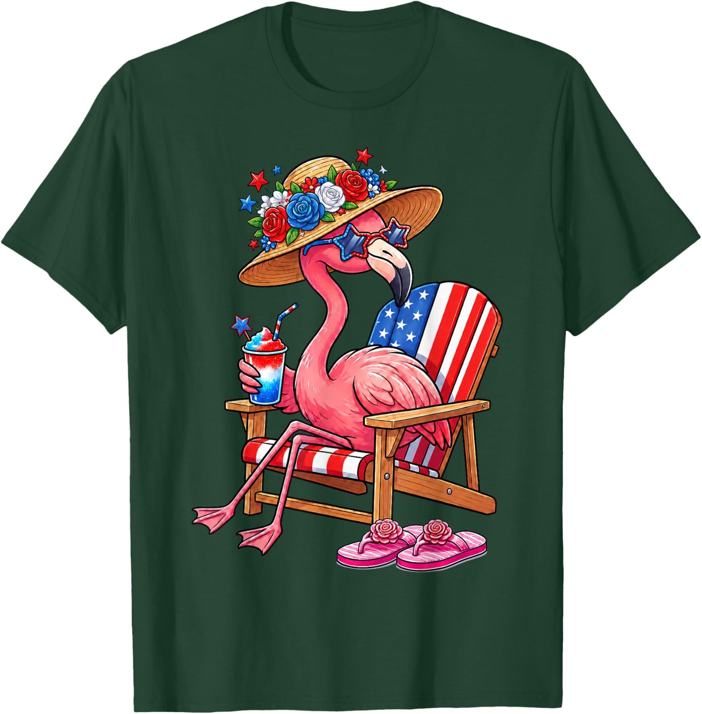 Flamingo Pink Palm Tree Tropical Beach Summer Vacation Women T-Shirt - T-Shirt | Forest