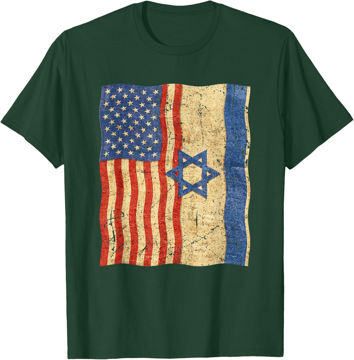 Flag of Israel and flag of USA, Israel Patriotic T-Shirt - T-Shirt | Forest