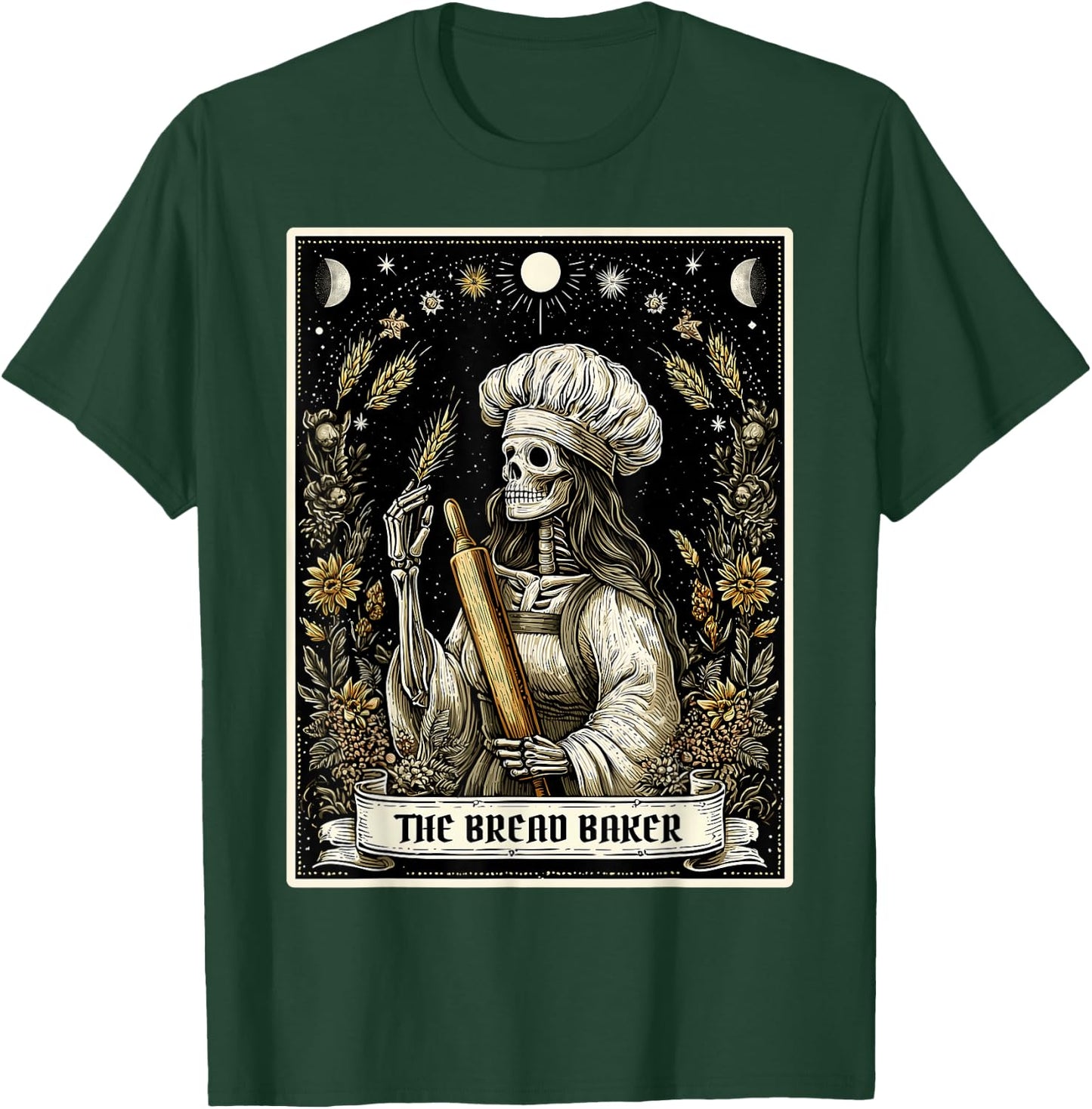 The Bread Baker Bread Baking Tarot Card Skeleton Witchy T-Shirt - T-Shirt | Forest
