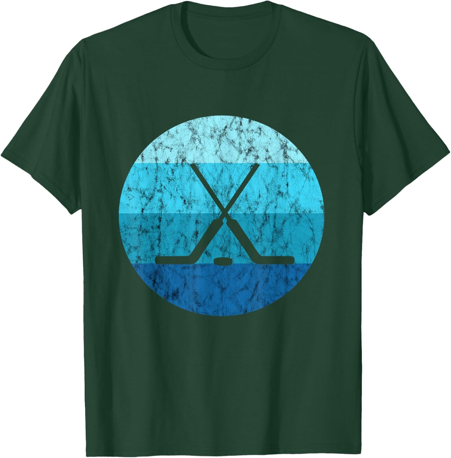 Ice Hockey Stick Hockey Sport Retro Vintage Ocean Water T-Shirt - T-Shirt | Forest