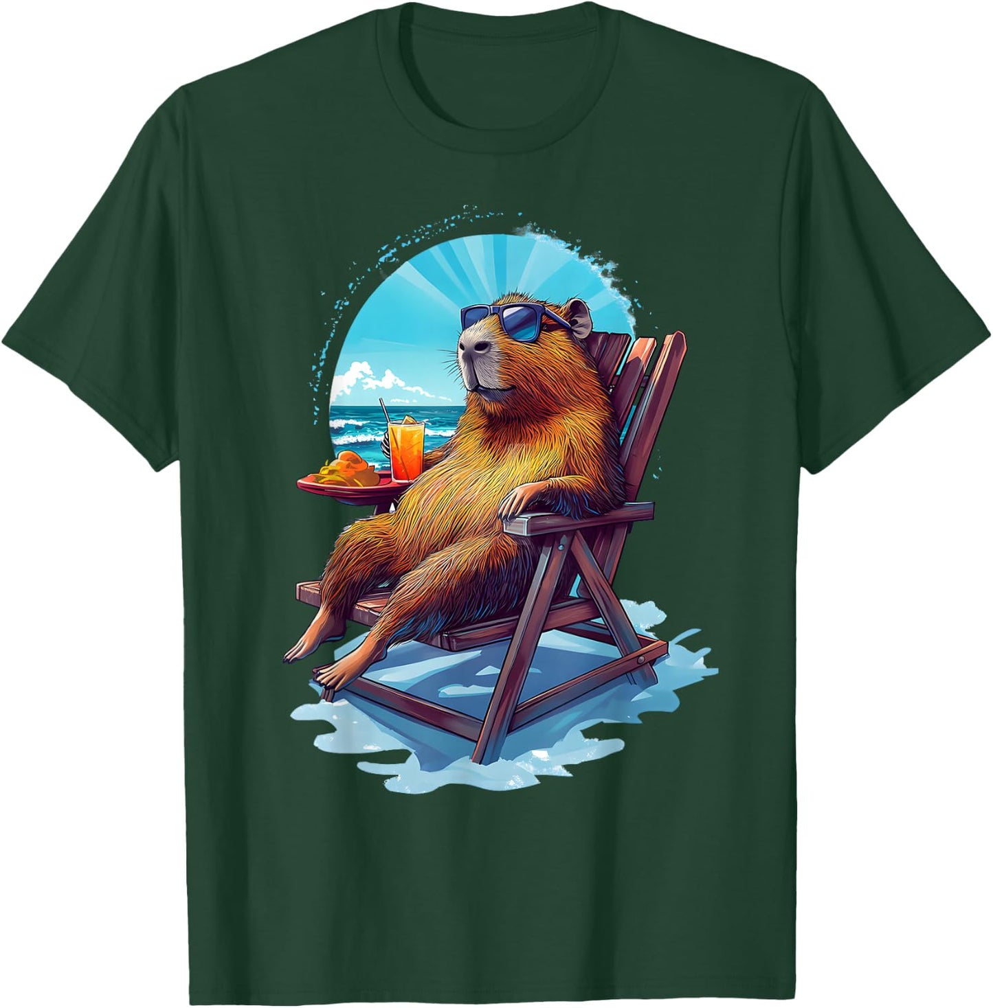 Capybara Summer Vacation Beach Ocean Sea Capybara Lovers T-Shirt - T-Shirt | Forest