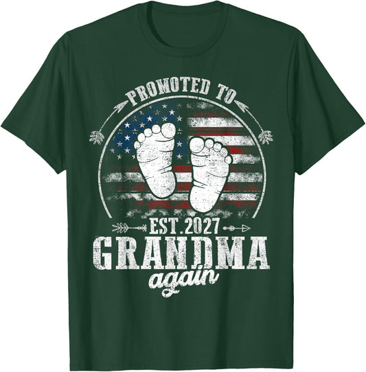 Promoted to Grandma Again 2027 T-Shirt - T-Shirt | Forest