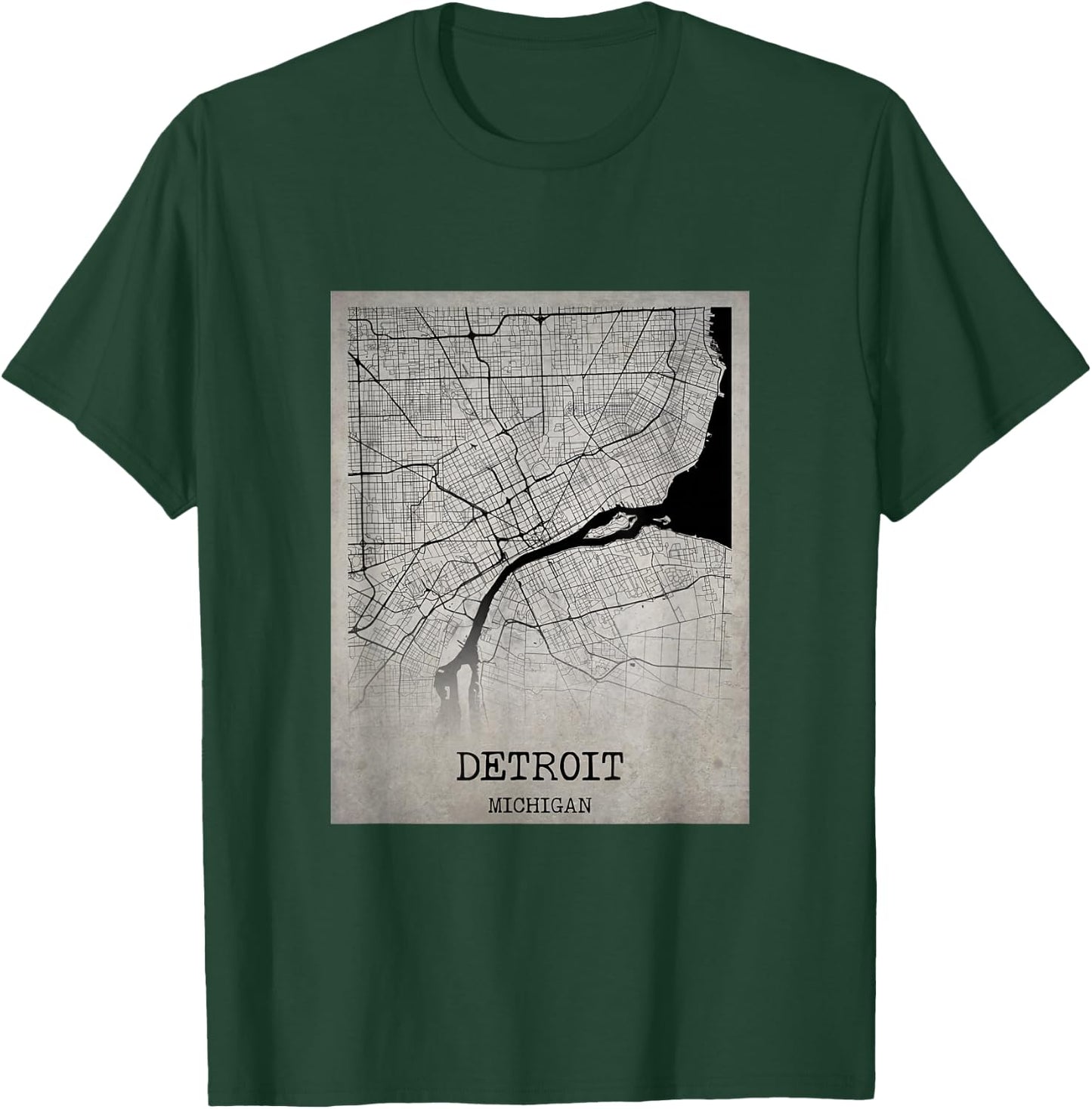Detroit Michigan Detailed City Road Map USA Vintage T-Shirt - T-Shirt | Forest