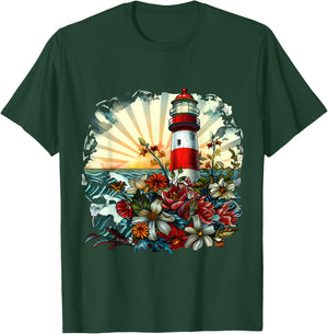 Lighthouse Seaside House Sailing Sea Beach Boating T-Shirt - T-Shirt | Forest