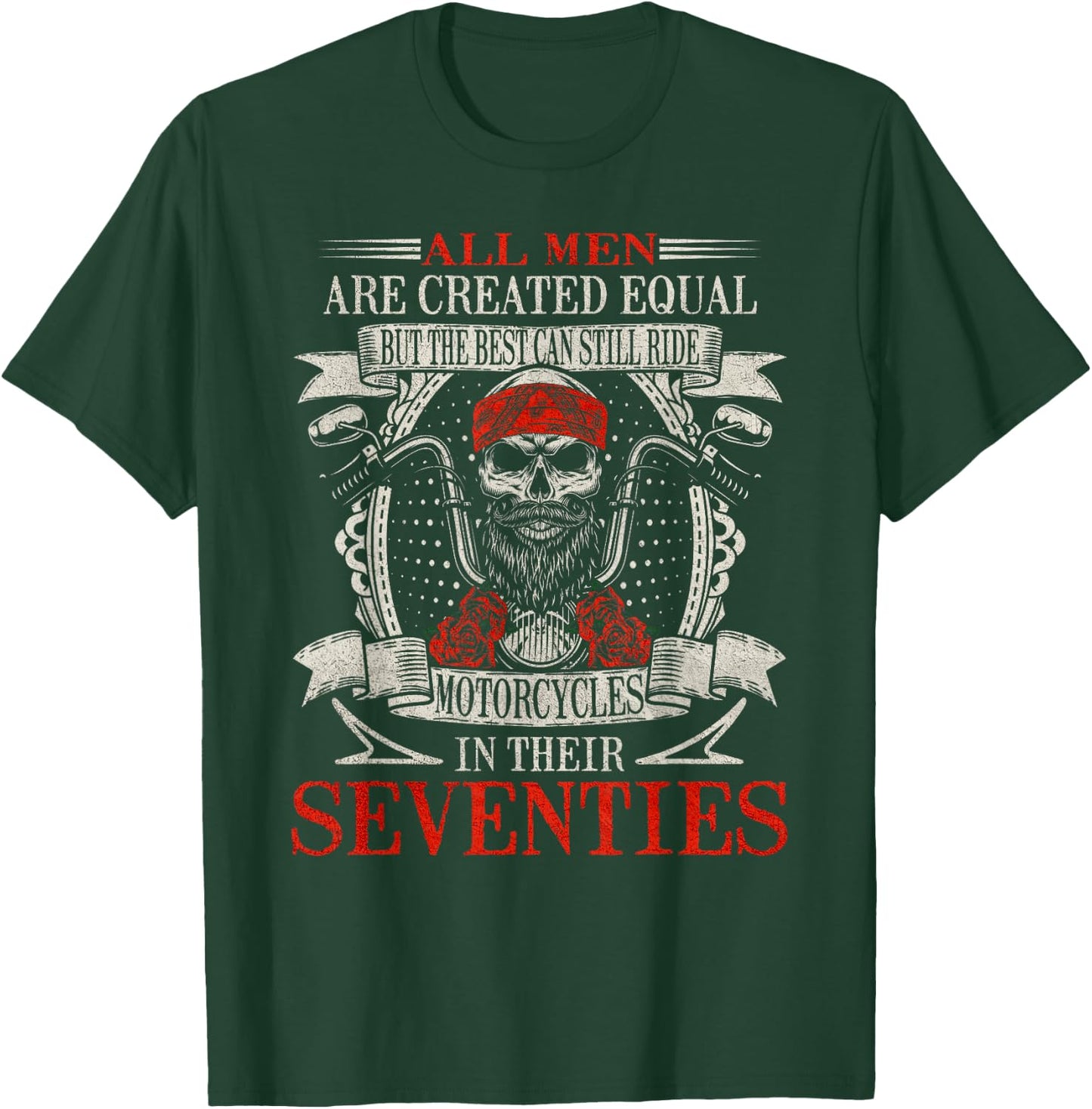 Vintage Biker Skull Seventies Motorcycle Rider T-Shirt - T-Shirt | Forest