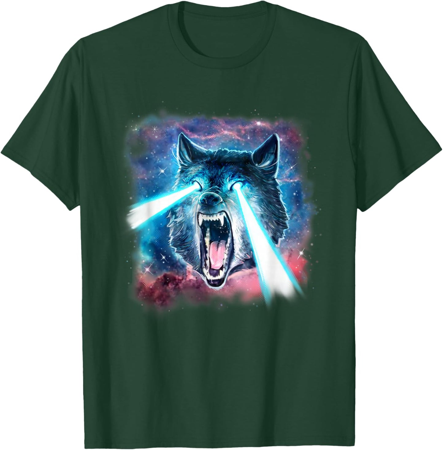 Scary White Wolf in Space Lasers Realistic Animal Print T-Shirt - T-Shirt | Forest