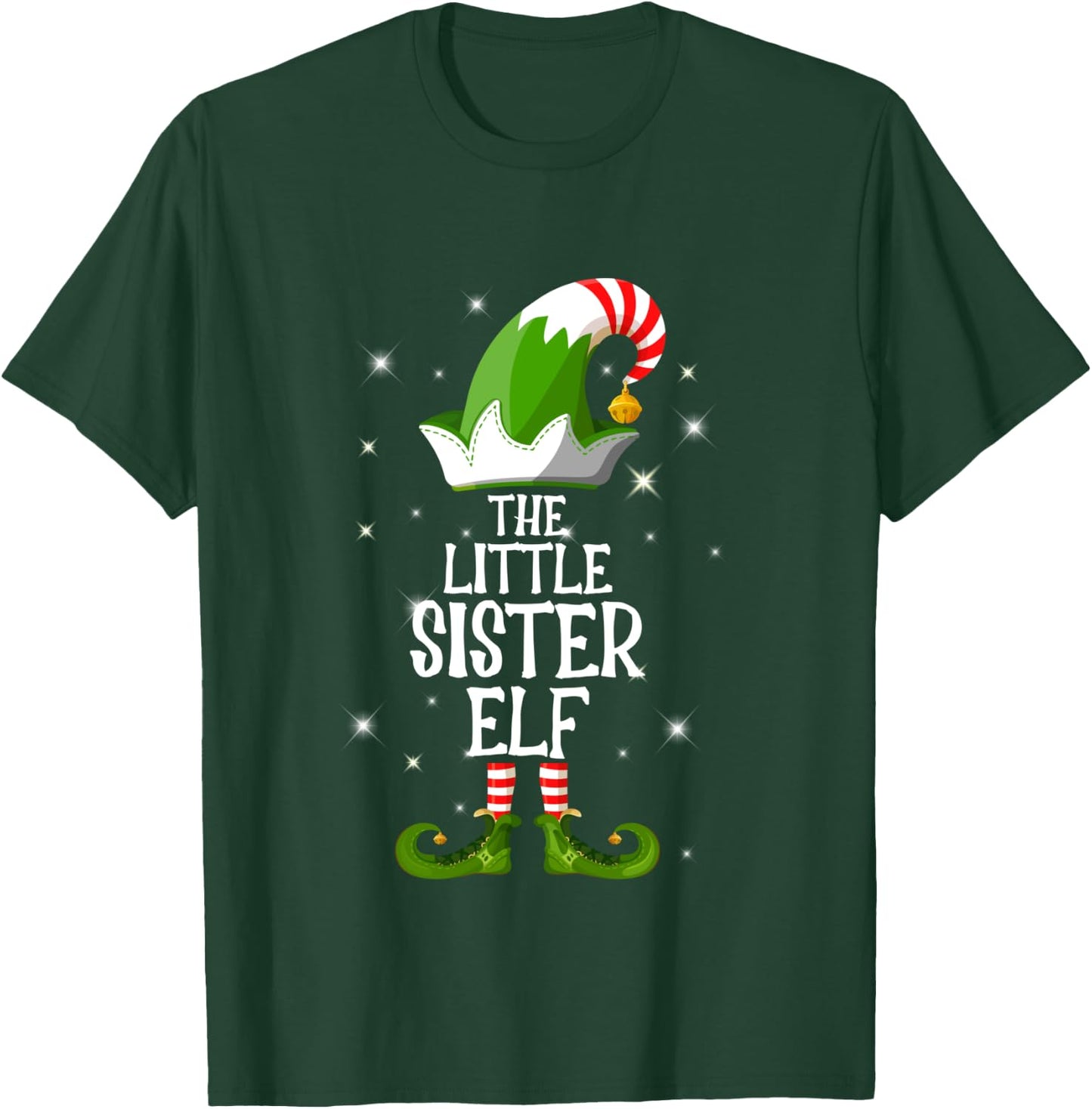 The Little Sister Elf Family Matching Group Christmas T-Shirt - T-Shirt | Forest