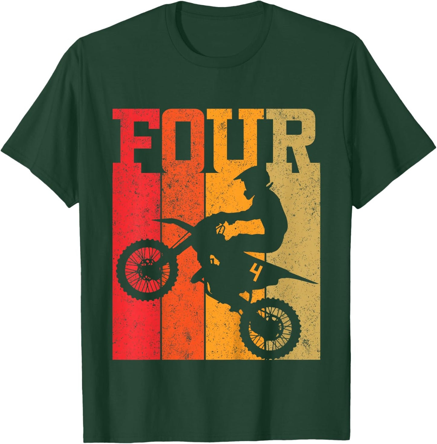 Kids 4th Birthday Boys 4 Four Dirt Bike Motocross Motorcycle race T-Shirt - T-Shirt | Forest