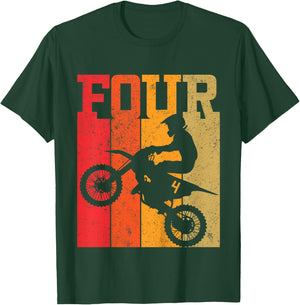 Kids 4th Birthday Boys 4 Four Dirt Bike Motocross Motorcycle race T-Shirt - T-Shirt | Forest