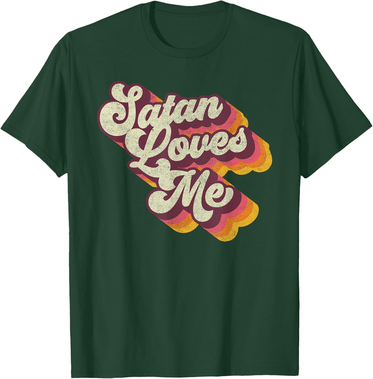Satan Loves Me - Vintage 70s Satanic Evil Magic Lucifer 666 T-Shirt - T-Shirt | Forest