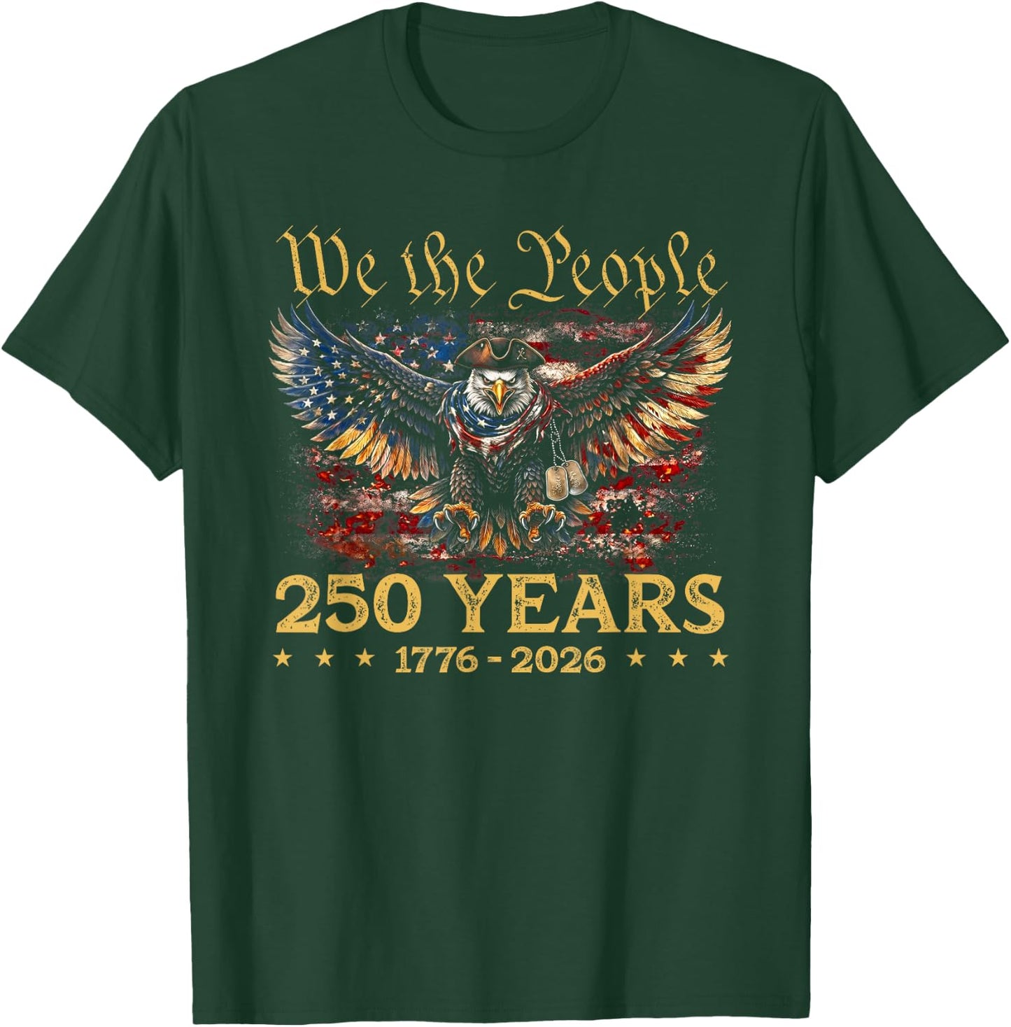 250 Years American 250th Anniversary 4th of July 1776-2026 T-Shirt - T-Shirt | Forest