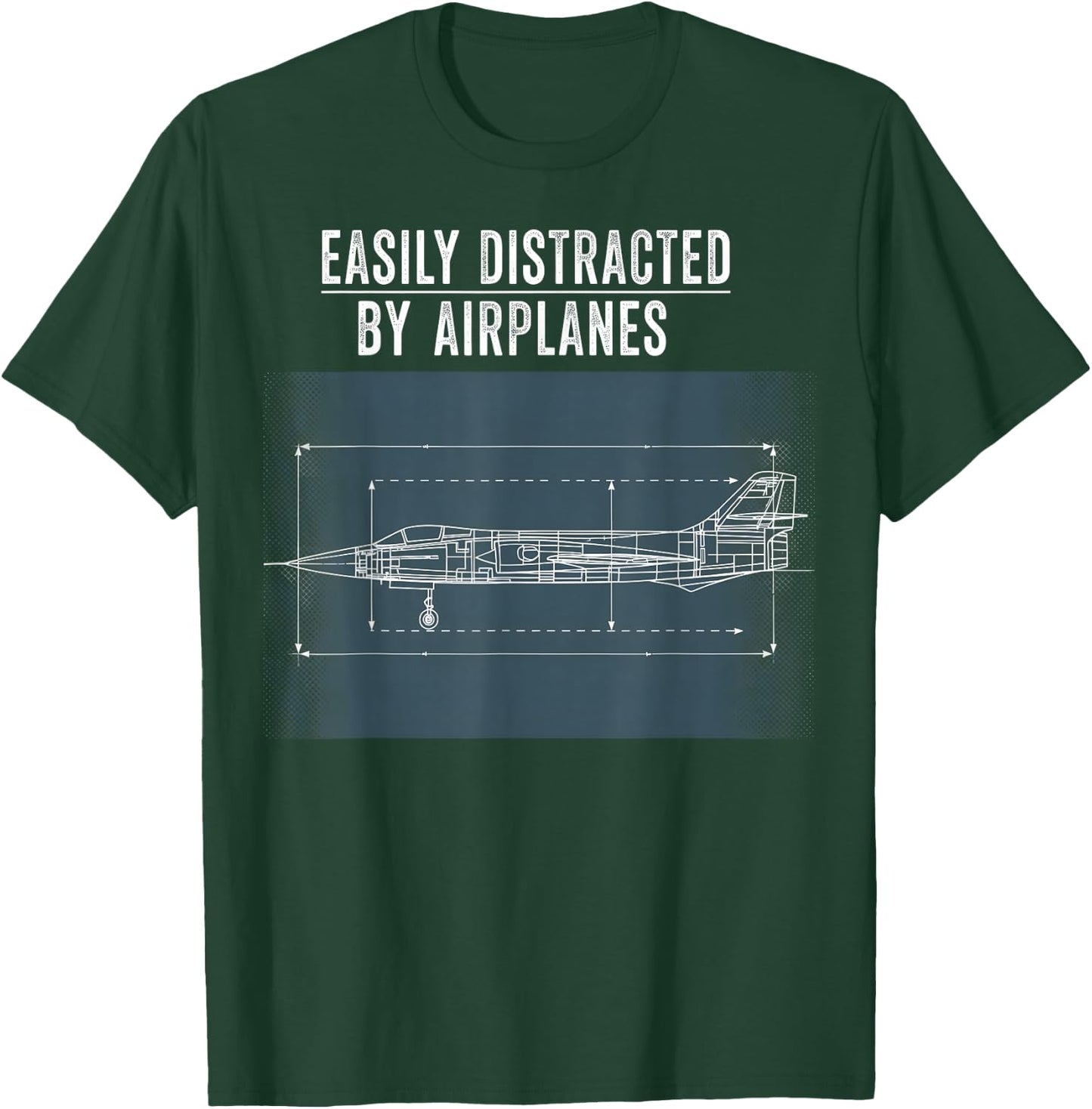 Easily Distracted By Airplanes Funny Pilot for Plane Lover T-Shirt - T-Shirt | Forest