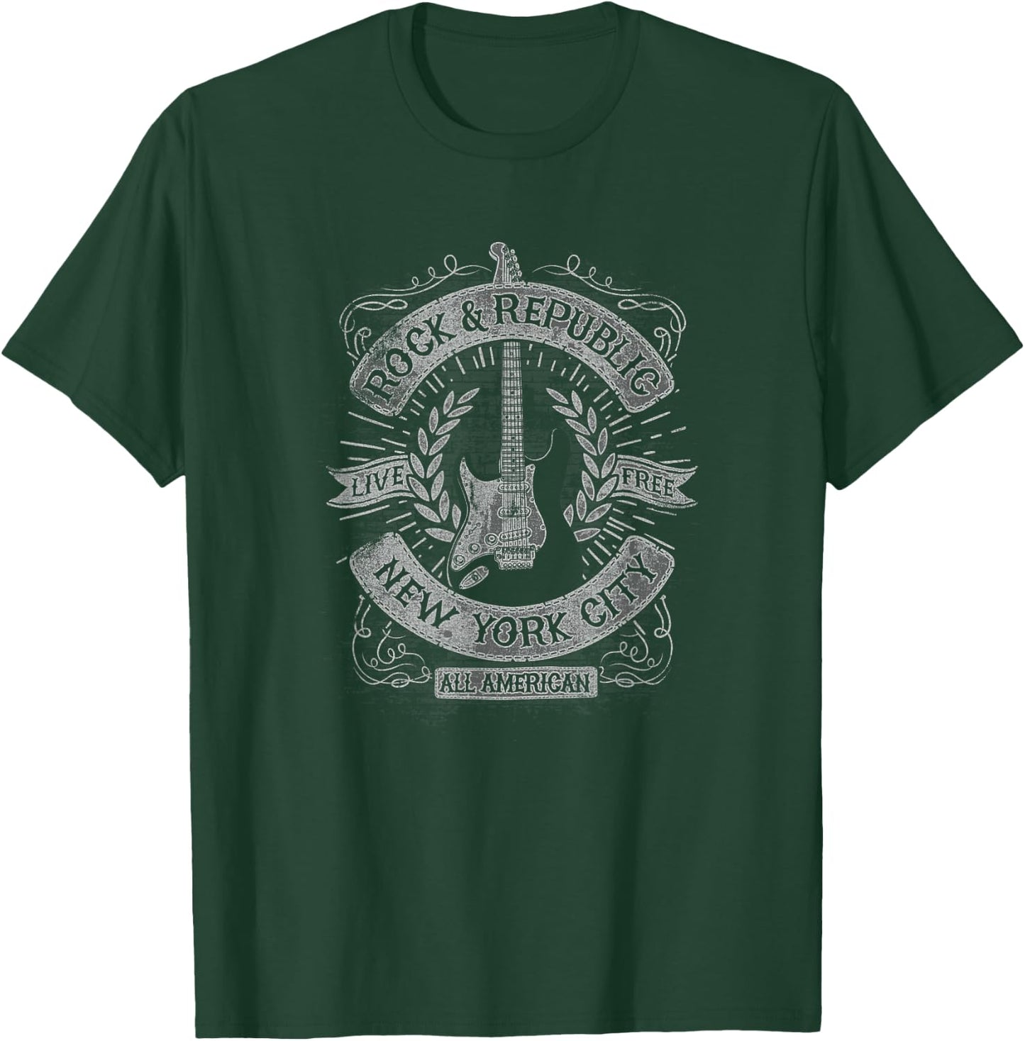Trendy Rock And Republic NY Guitar Poster T-Shirt - T-Shirt | Forest