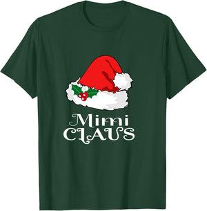 Christmas Mimi Claus Matching Pajama Santa Hat X-mas T-Shirt - T-Shirt | Forest