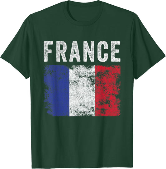 France Flag Distressed - Men Women Kids - French Flag T-Shirt - T-Shirt | Forest