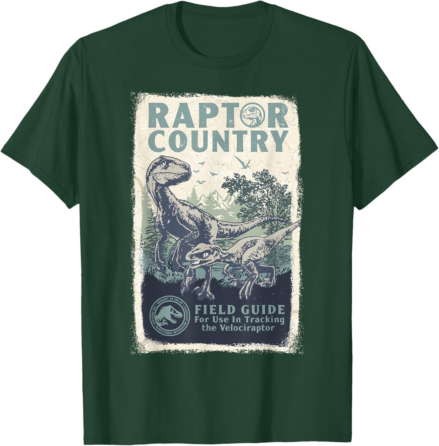 Jurassic World Dominion Velociraptor Raptor Country Poster T-Shirt - T-Shirt | Forest