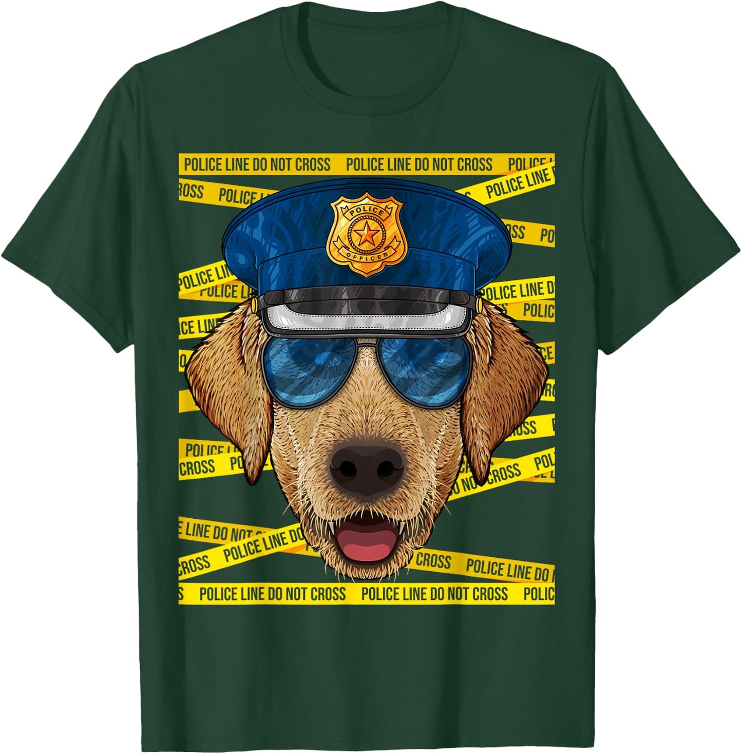 Labrador Retriever Police Officer Policeman Funny Police Dog T-Shirt - T-Shirt | Forest
