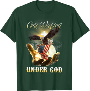 Eagle USA Christian Patriot One Nation Under God Small T-Shirt - T-Shirt | Forest