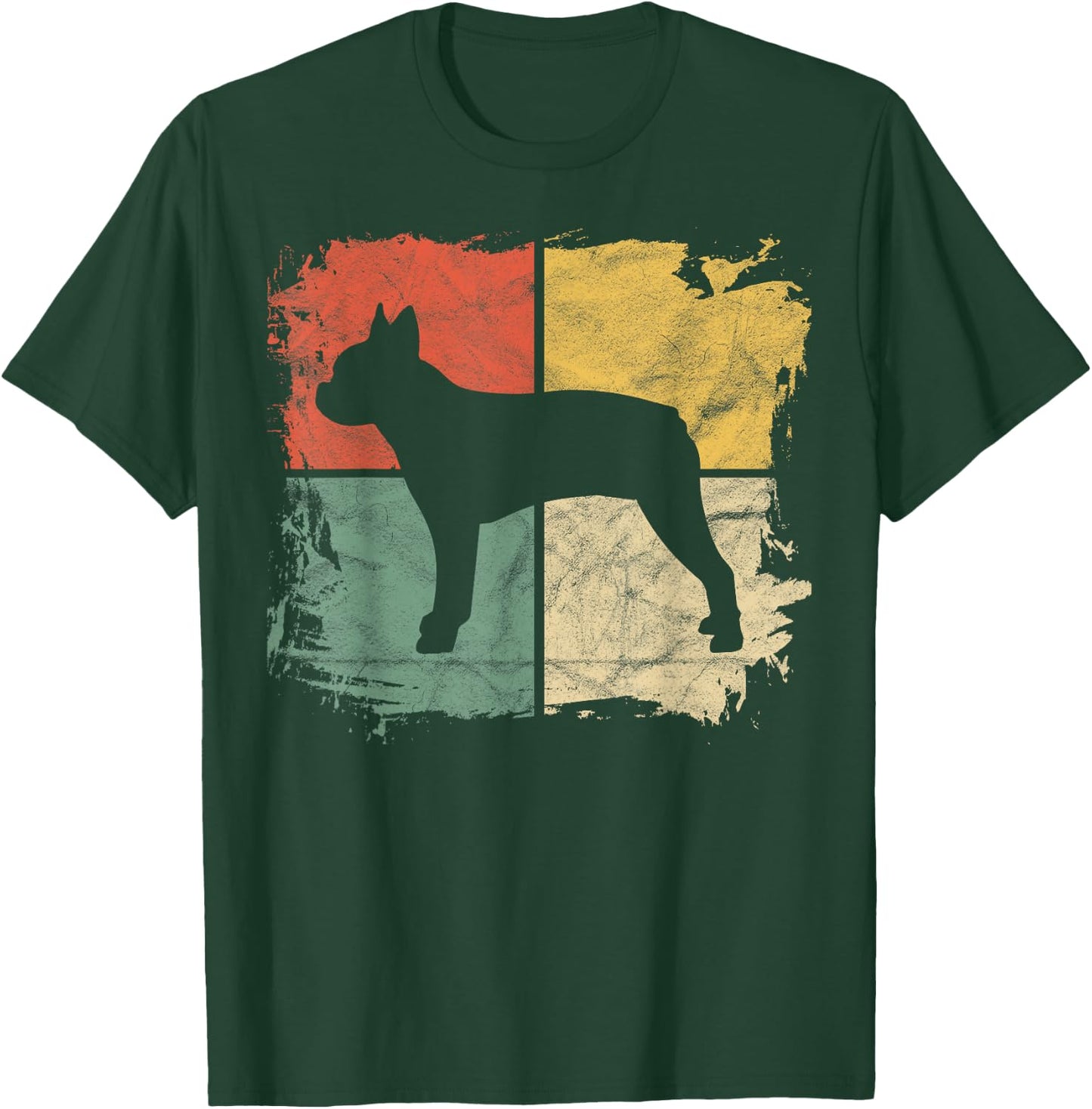 Square Retro Boston Terrier Owner Gift Dog Bostie Dad Mom T-Shirt - T-Shirt | Forest