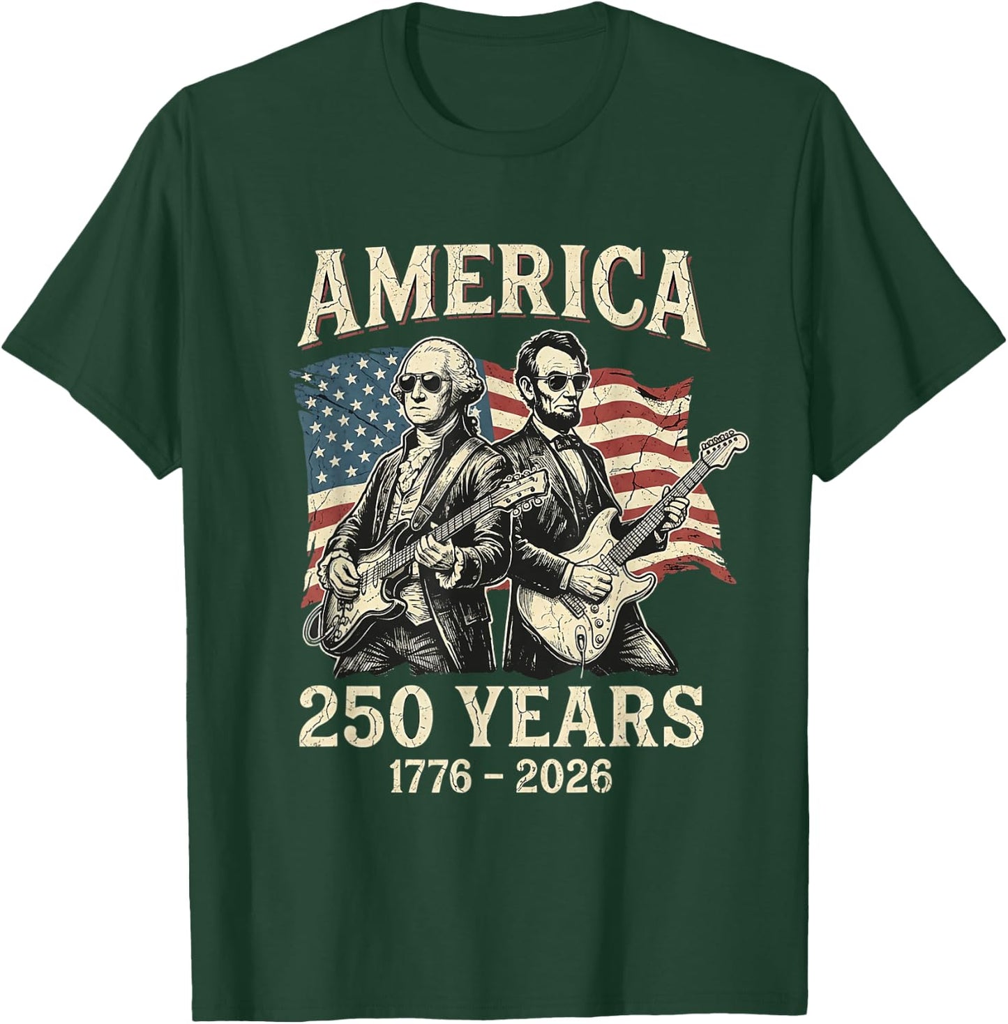 Abraham Lincoln Playing Guitar 250 USA 250th Bicentennial T-Shirt - T-Shirt | Forest