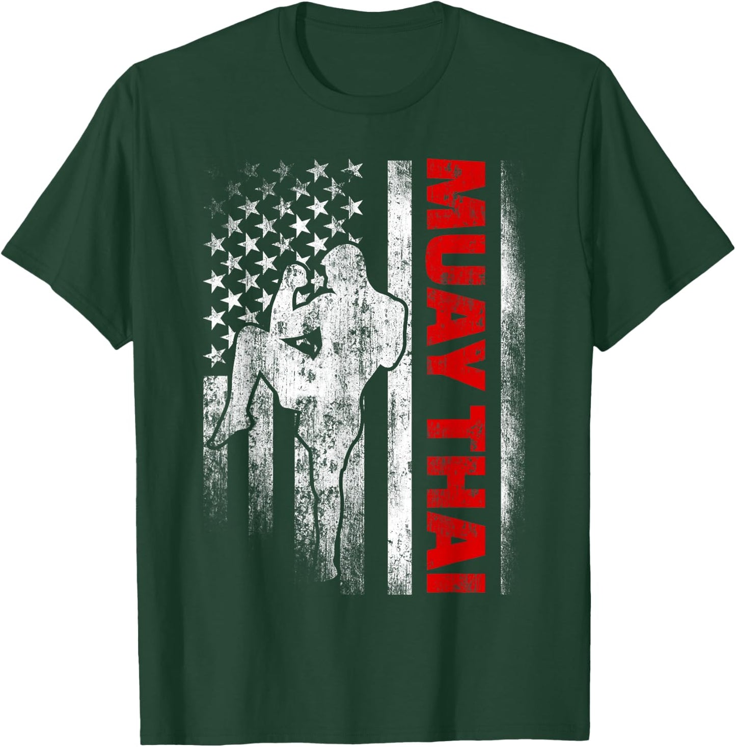 Muay Thai Boxing US American Flag T-Shirt - T-Shirt | Forest