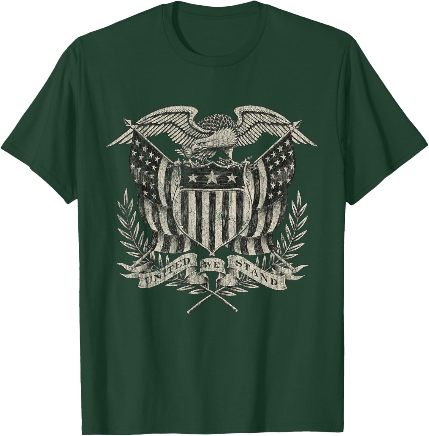 Vintage Liberty Eagle American Flag 1776 4th of July USA T-Shirt - T-Shirt | Forest