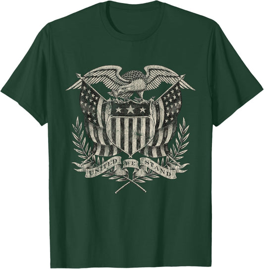 Vintage Liberty Eagle American Flag 1776 4th of July USA T-Shirt - T-Shirt | Forest
