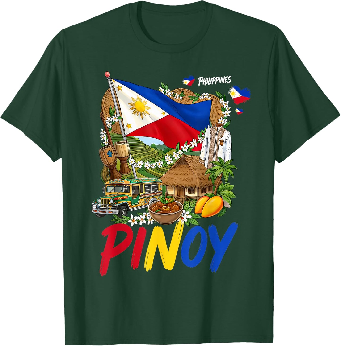 Pinoy Filipino Cultural Outfit Idea for Kids Philippine Flag T-Shirt - T-Shirt | Forest