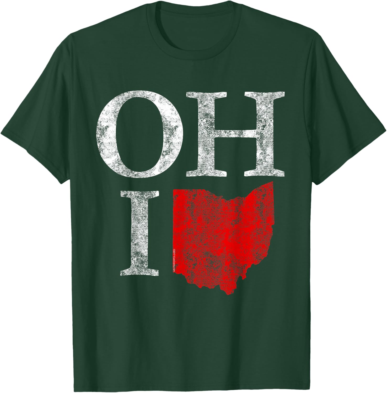 Ohio Home Shape State Vintage Grunge Women Men Gift T-Shirt - T-Shirt | Forest