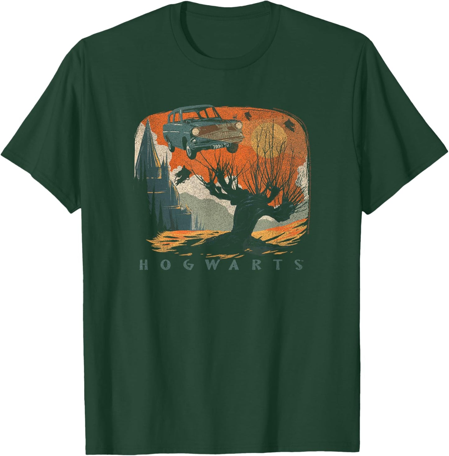 Harry Potter Hogwarts Whomping Willow Distressed Poster T-Shirt - T-Shirt | Forest