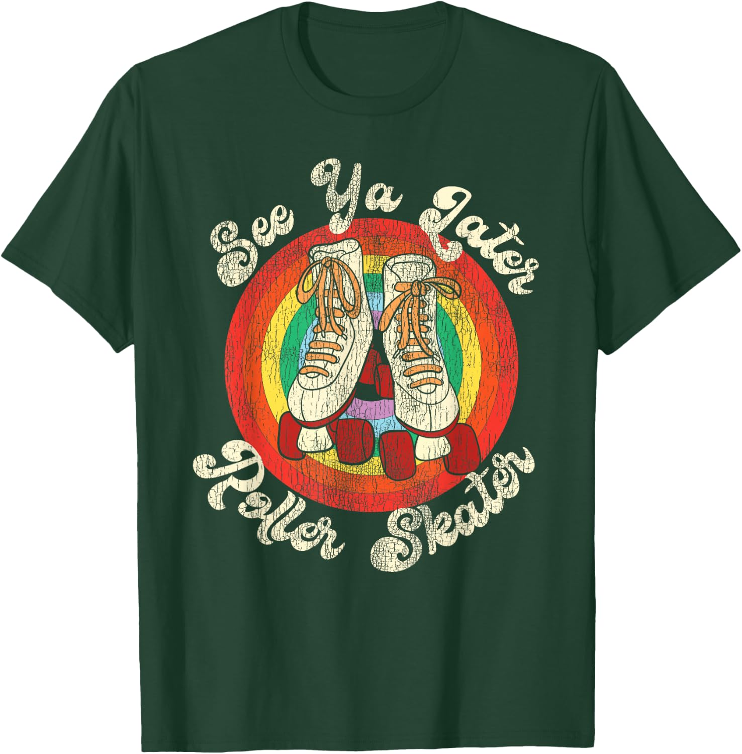 Cool Roller Skating Skate Girl 1970S Retro T-Shirt - T-Shirt | Forest