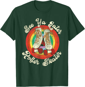 Cool Roller Skating Skate Girl 1970S Retro T-Shirt - T-Shirt | Forest
