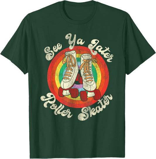 Cool Roller Skating Skate Girl 1970S Retro T-Shirt - T-Shirt | Forest