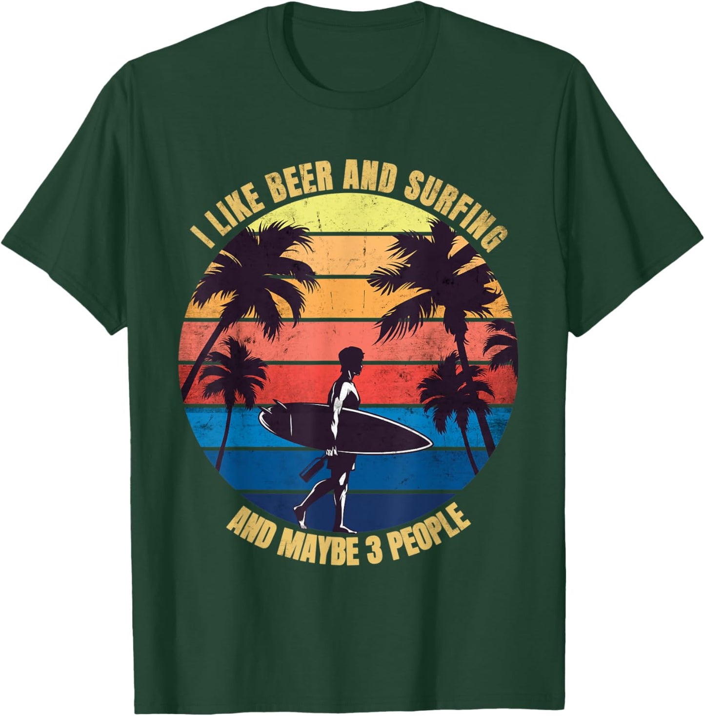 I like Beer Surfing maybe 3 people Vintage T-Shirt - T-Shirt | Forest