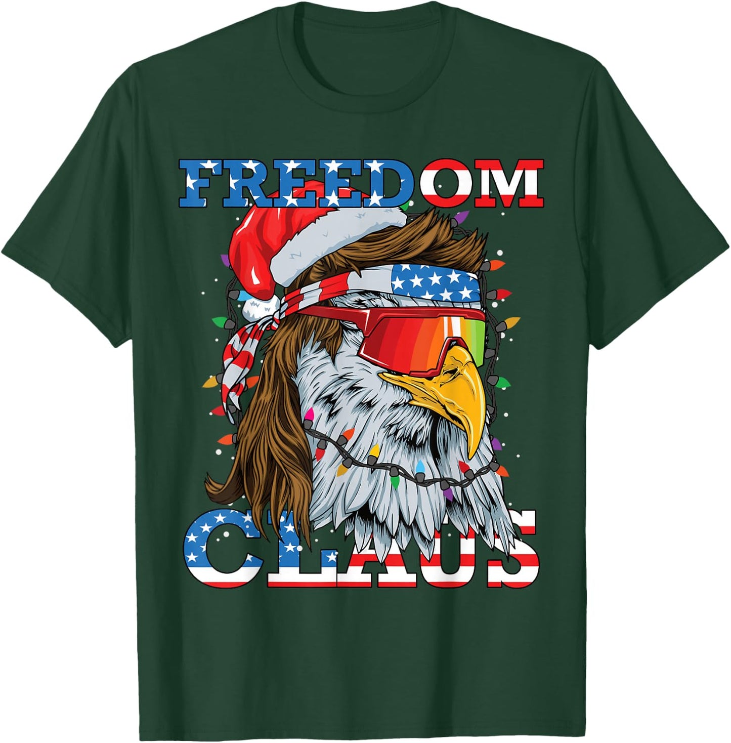 Christmas Bald Eagle Mullet USA Patriotic Christmas Eagle T-Shirt - T-Shirt | Forest