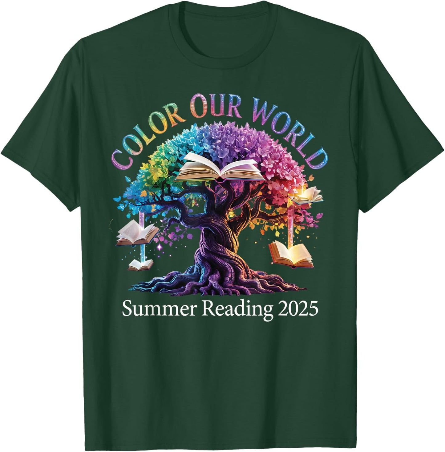 Color Our World Summer Reading 2025 Tree Book Lover T-Shirt - T-Shirt | Forest