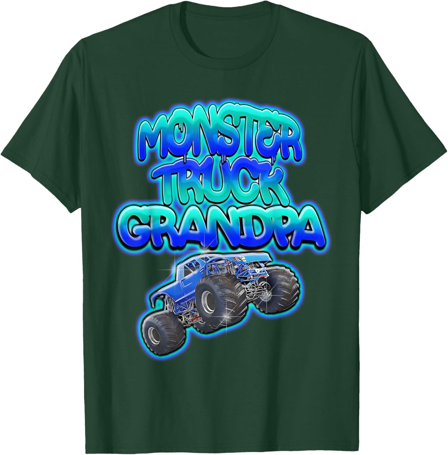 Monster Truck Grandpa Cool Blue Graffiti Style T-Shirt - T-Shirt | Forest