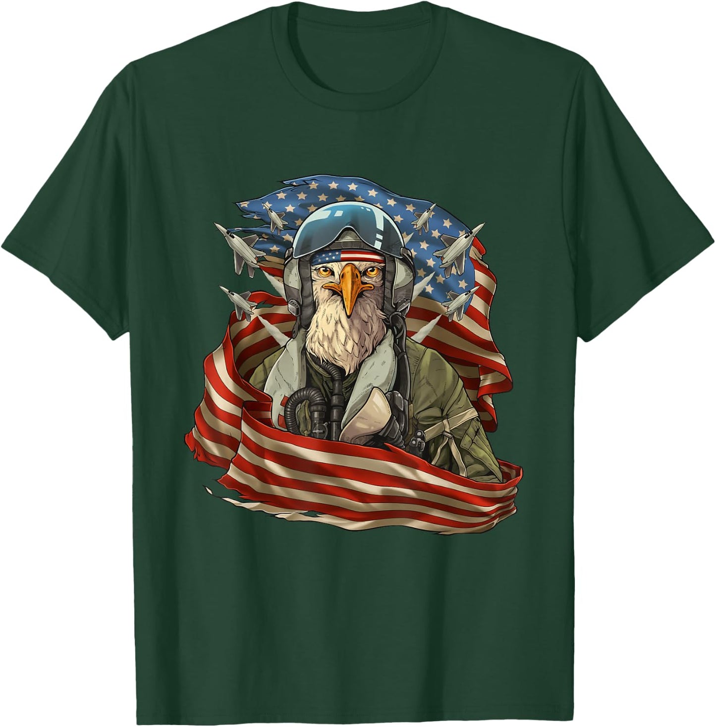 Patriotic American Shirt Eagle Fighter Pilot 4th of July T-Shirt - T-Shirt | Forest