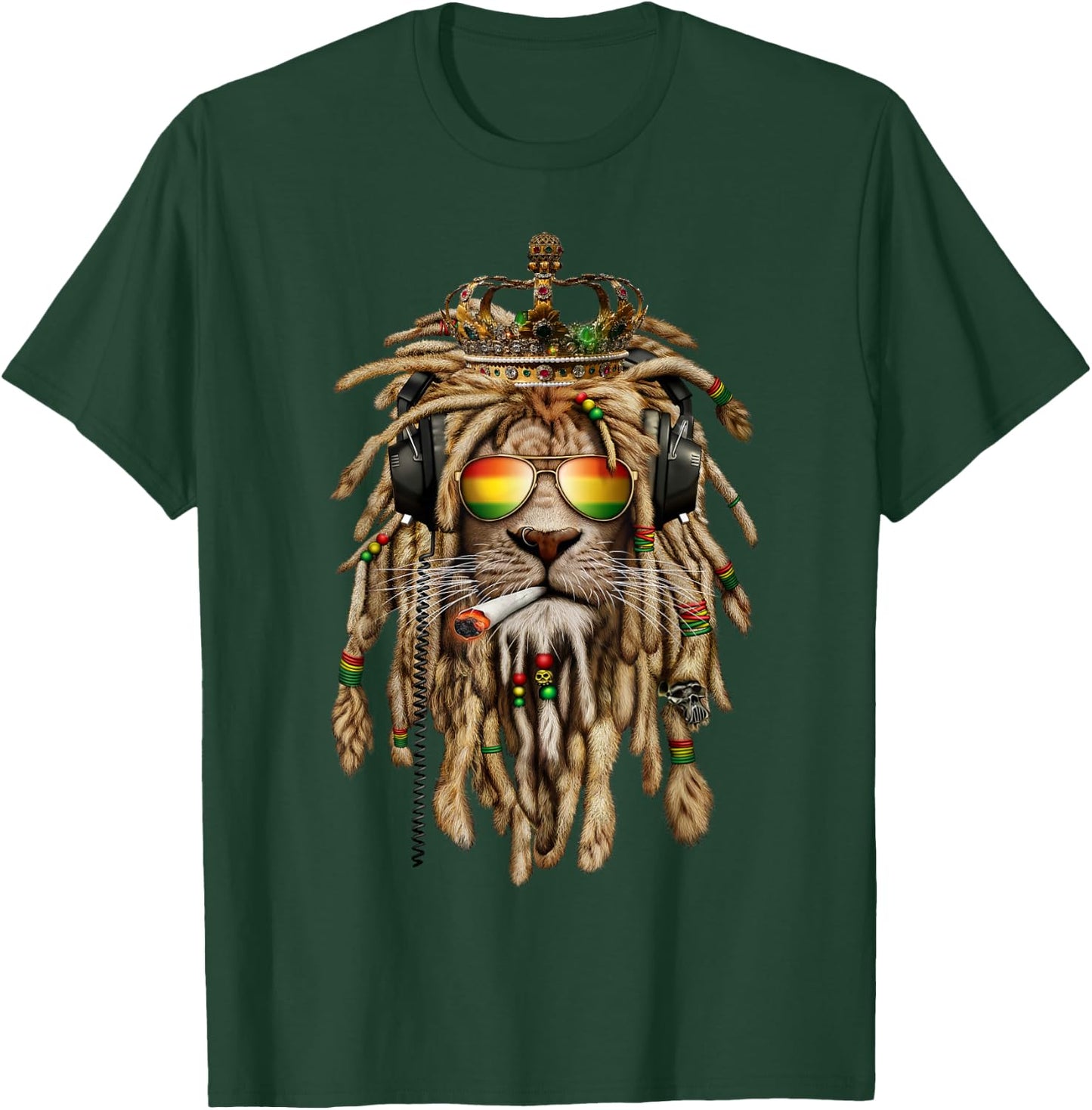 Rastafarian clothing and Reggae apparel with Reggae Lion T-Shirt - T-Shirt | Forest