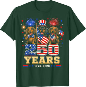 250 Years 1776 2026 Dachshund Patriotic Dog 4th of July T-Shirt - T-Shirt | Forest