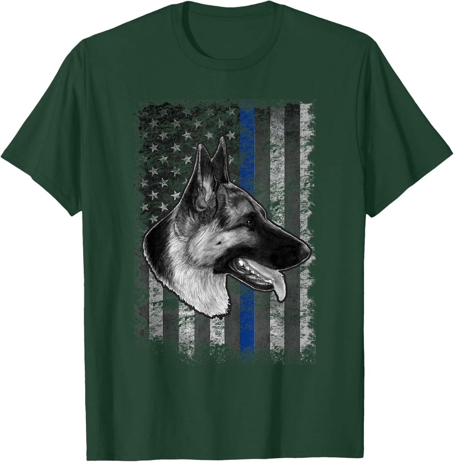 Thin Blue Line German Shepherd Police Dog K9 T-Shirt - T-Shirt | Forest