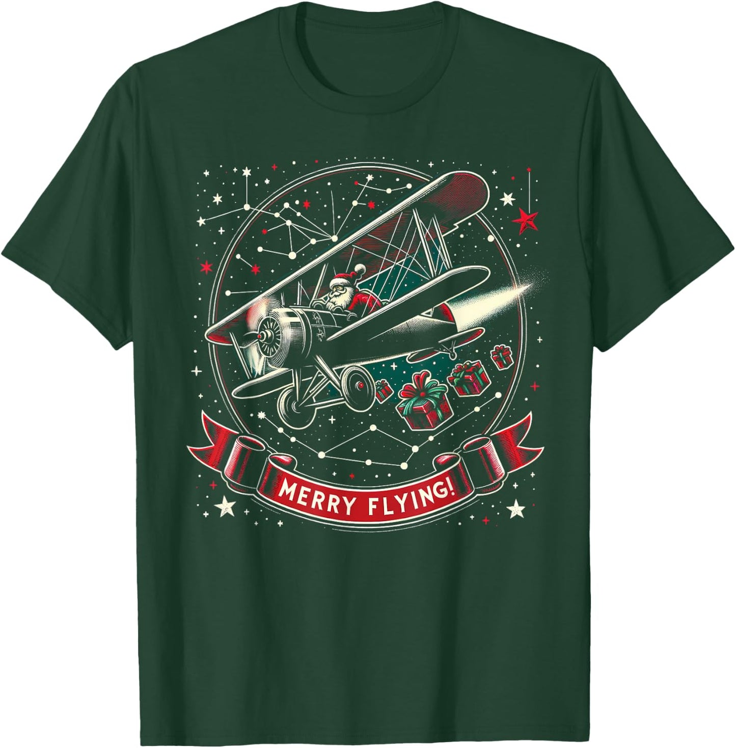 Plane Pilot Ugly Christmas Sweater Airplane Operator Aviator T-Shirt - T-Shirt | Forest