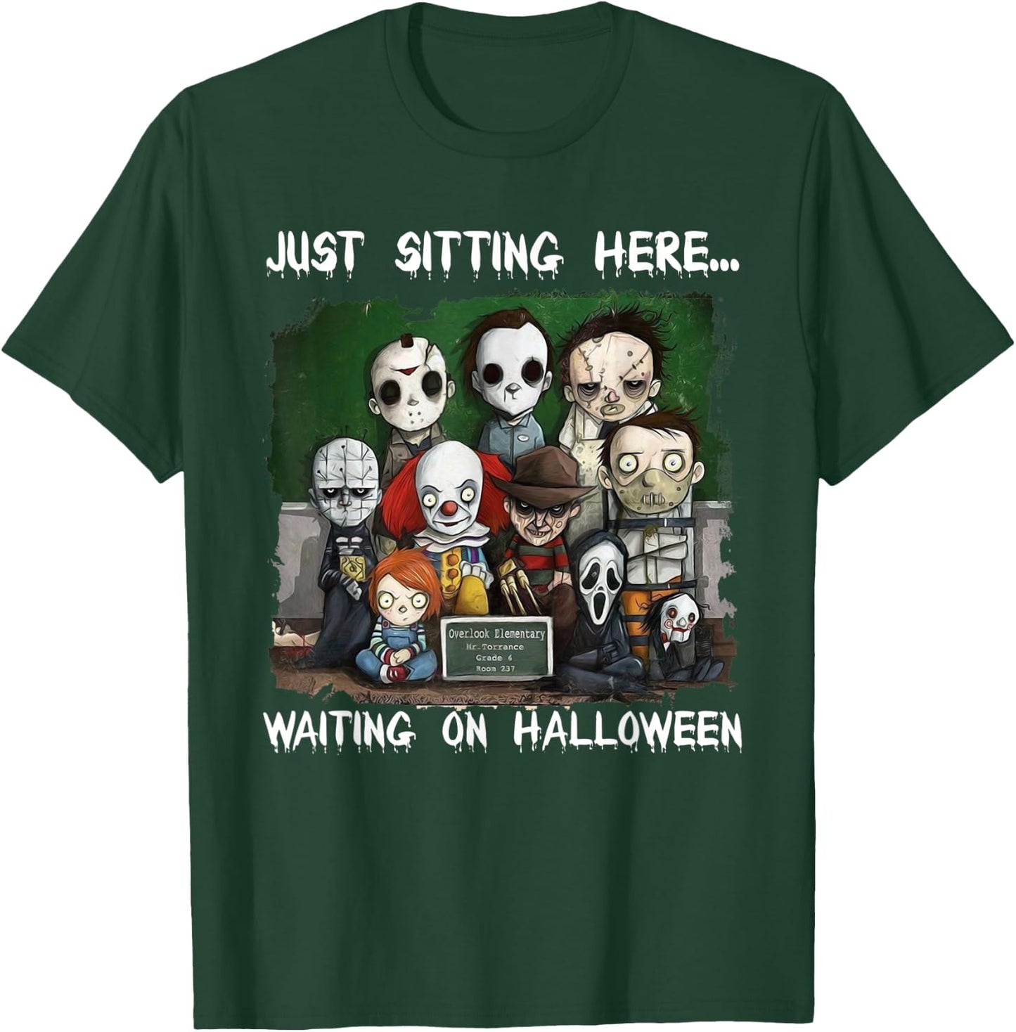 Chibi Horror Movie Just Sitting Here Waiting On Halloween T-Shirt - T-Shirt | Forest