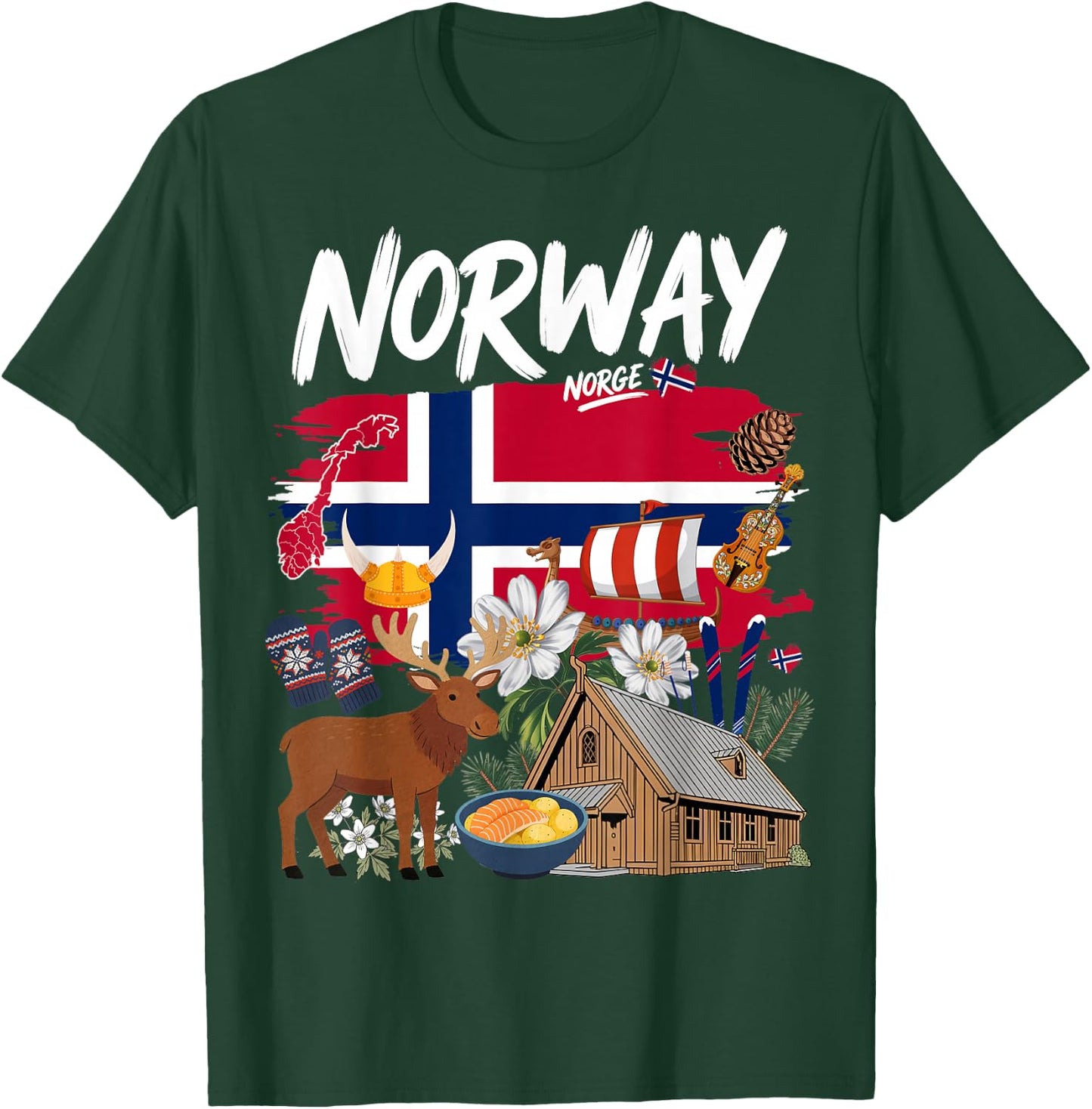 Norway Flag Costume Outfit Idea for Kids & Norwegian Themed T-Shirt - T-Shirt | Forest