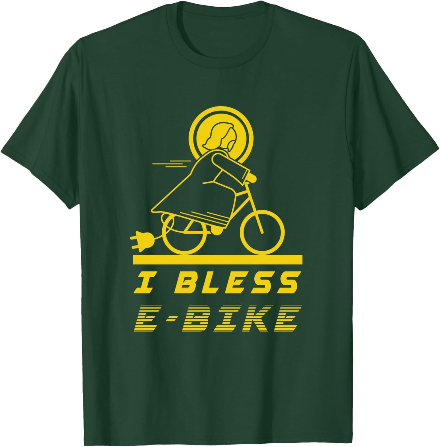 I Bless Jesus Christ E-Bike Bicycle Bike Sports Gift T-Shirt - T-Shirt | Forest